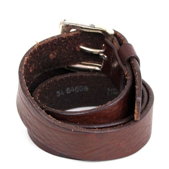 HONEST SADDLE BROWN GENUINE LEATHER 1 3/8"Wd DRESS CASUAL MEN'S BELT Sz 34 (M28 - Picture 4 of 14